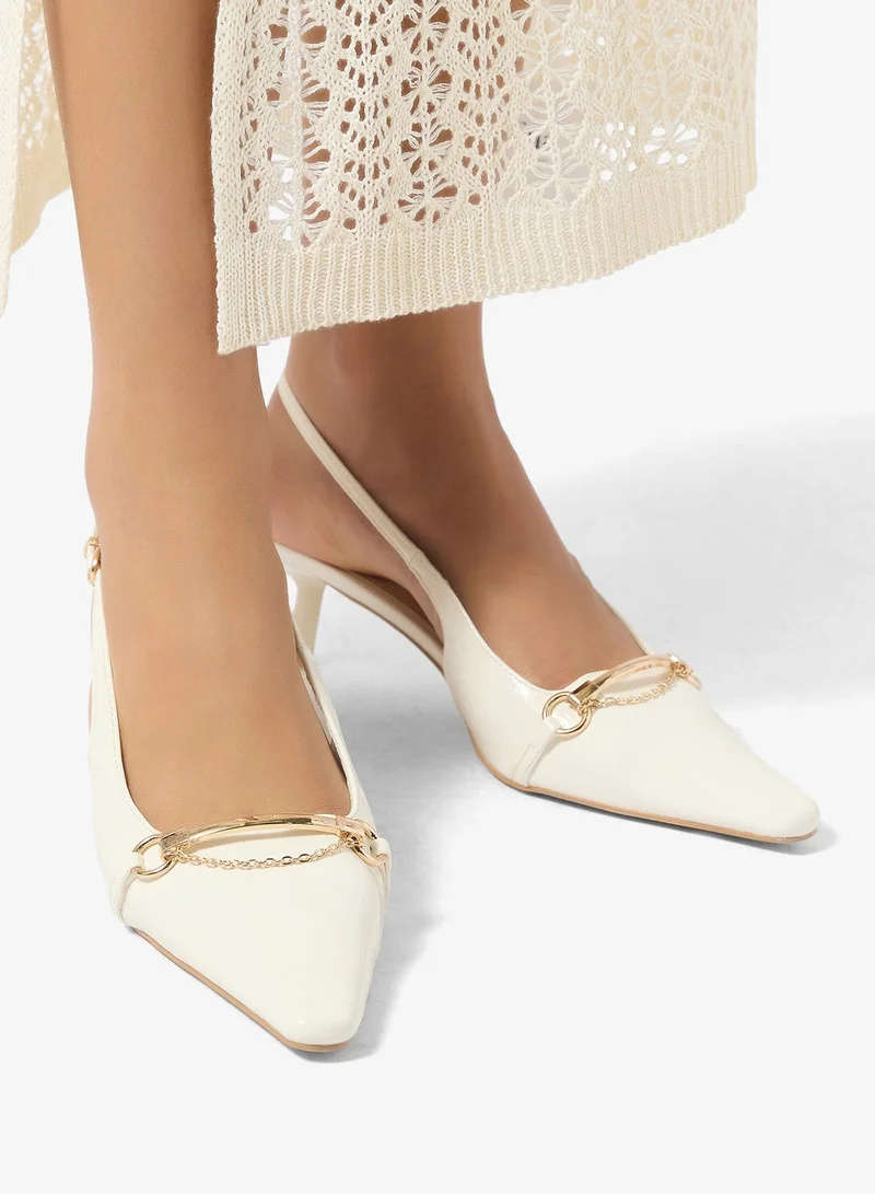 Raid WHITE CROC PATENT Classic Slingback Pumps for Women | Best Price UAE