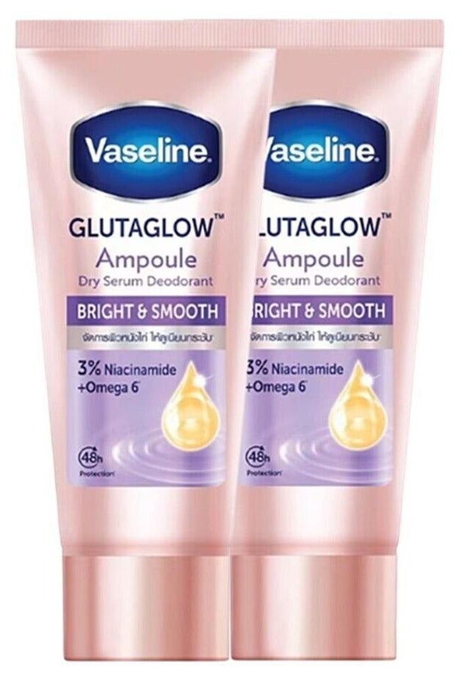 فازلين أمبولة جلوتاجلو برايت آند سموث دراي سيروم مزيل للعرق 45 مل، قطعتان
