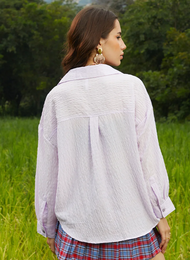 كامبوس سوترا Women's Lilac Ruched Oversized Shirt