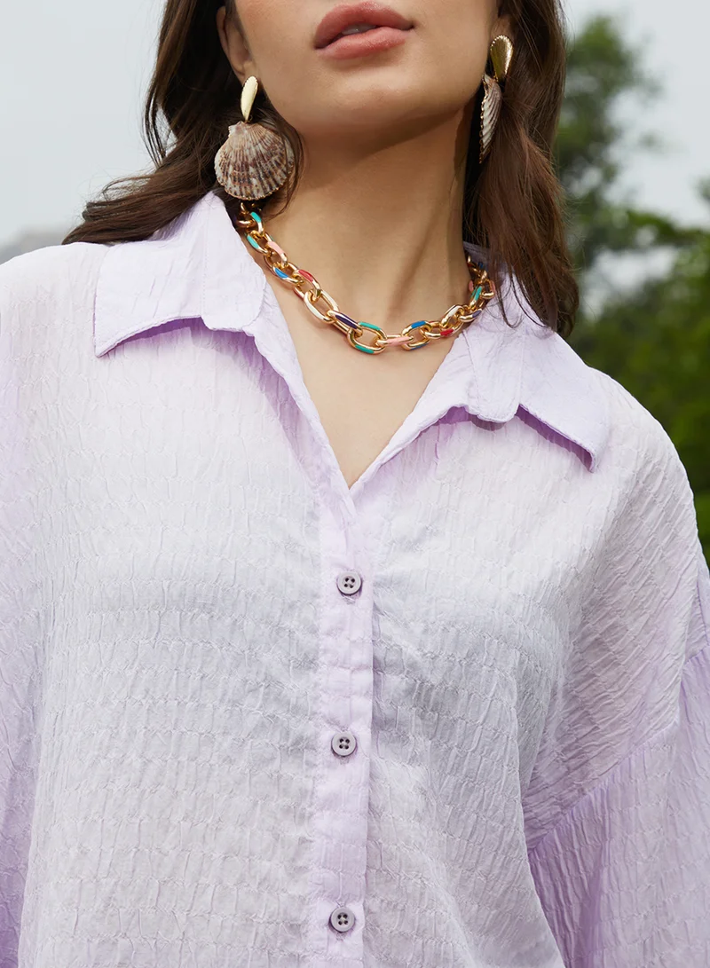 كامبوس سوترا Women's Lilac Ruched Oversized Shirt