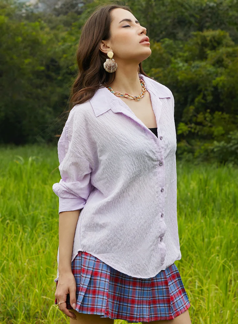 كامبوس سوترا Women's Lilac Ruched Oversized Shirt