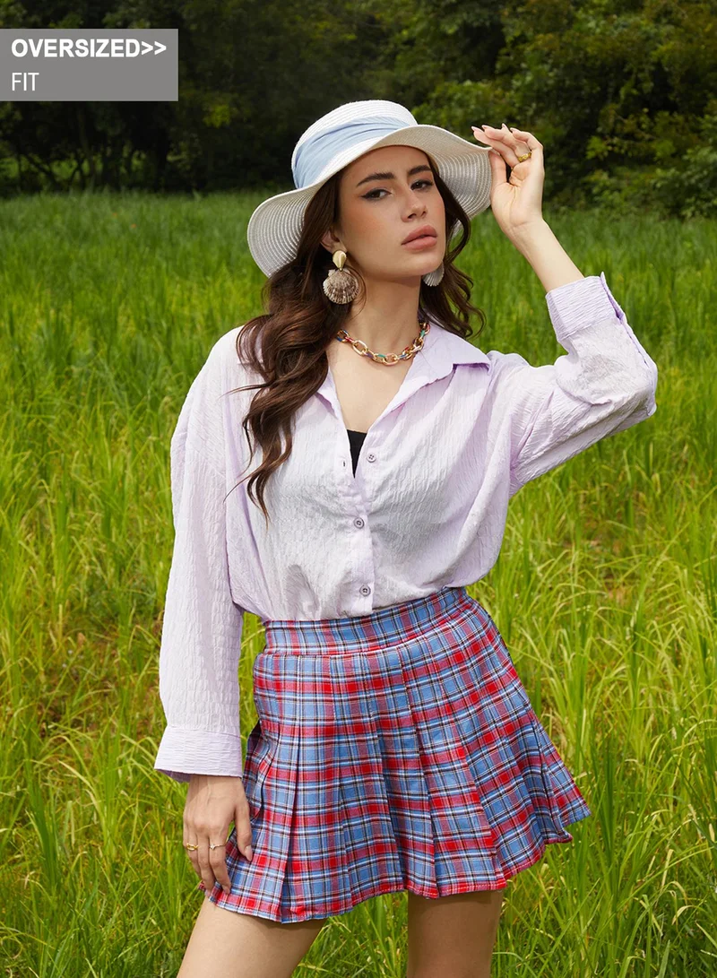 كامبوس سوترا Women's Lilac Ruched Oversized Shirt