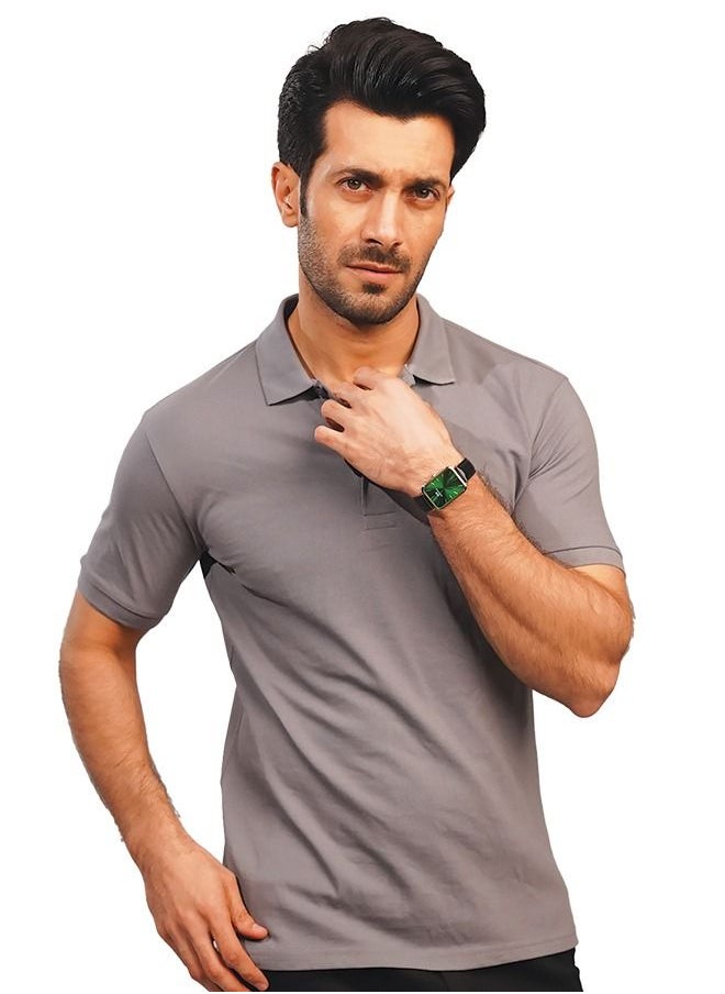 MENDEEZ - Mendeez Men’s Classic Basic Dark Grey Cotton Regular Fit Polo Neck T Shirt Casual. - Image 1