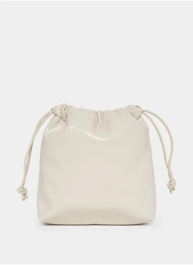 Styli Heart Accent Drawstring Crossbody Bag