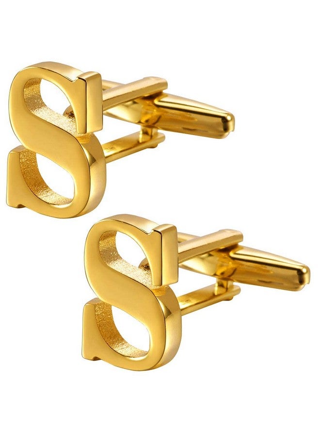 HAWSON A-Z Cufflink For Men, Personalized Initial 26 Letter Cuff Links In Gold Color For Wedding Business Party - S - Image 1