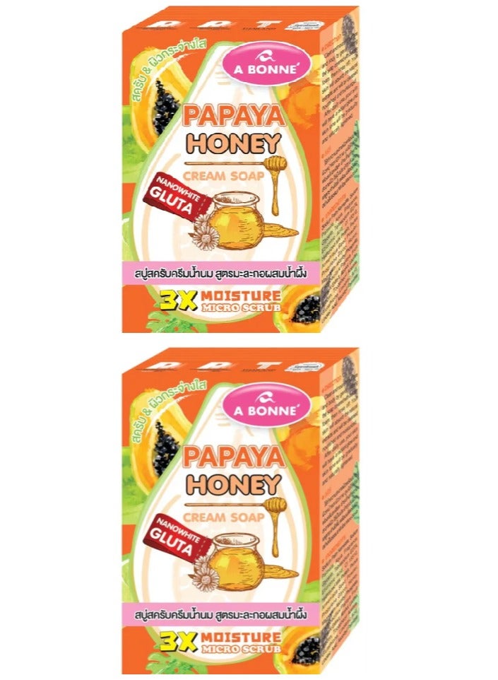 A BONNE Two Pieces of Papaya Honey Cream Bar Soap 2X90 g - Image 1