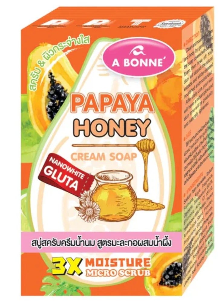 A BONNE Two Pieces of Papaya Honey Cream Bar Soap 2X90 g - Image 2