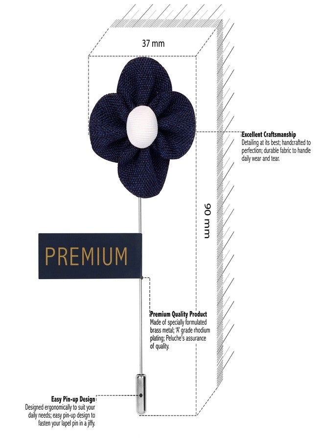Peluche The Four Petal Flower Blue Brooch for Men - Image 2