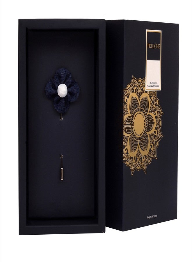 Peluche The Four Petal Flower Blue Brooch for Men - Image 3