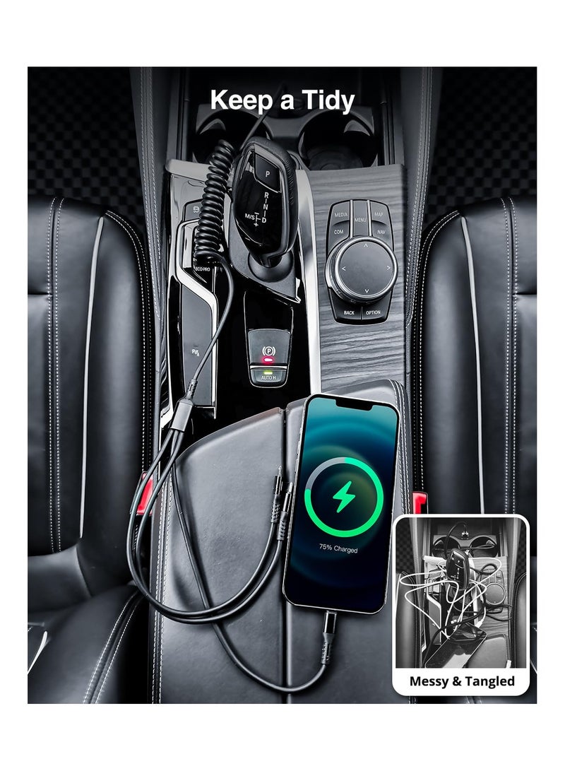 SYOSI 2Pcs Multi Charging Cable 6FT Multi Phone Charger Cable Universal Coiled 6 in 1 Charging Cord Extra Long Multiple USB C Cable with USB C Micro USB Port Connectors for Cell Phones and More - Image 3