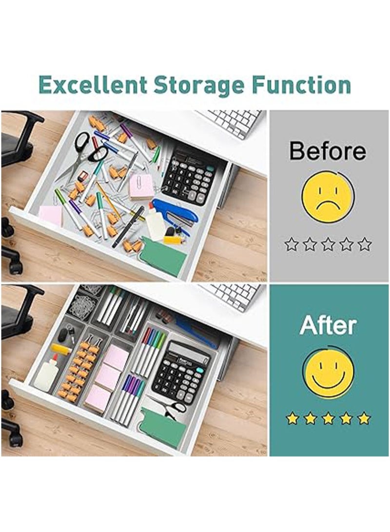 general Drawer Organizers Trays, 10 Pcs Drawer Dividers Organizer Tray Set, Non-Slip Plastic Storage Bins for Desk Kitchen Utensils Cutlery Bathroom Silverware Gadgets Office Supplies - Image 3