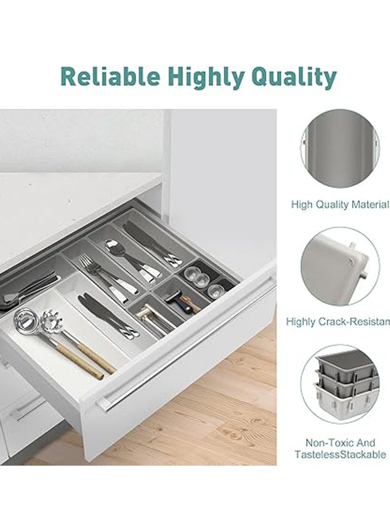 general Drawer Organizers Trays, 10 Pcs Drawer Dividers Organizer Tray Set, Non-Slip Plastic Storage Bins for Desk Kitchen Utensils Cutlery Bathroom Silverware Gadgets Office Supplies - Image 5