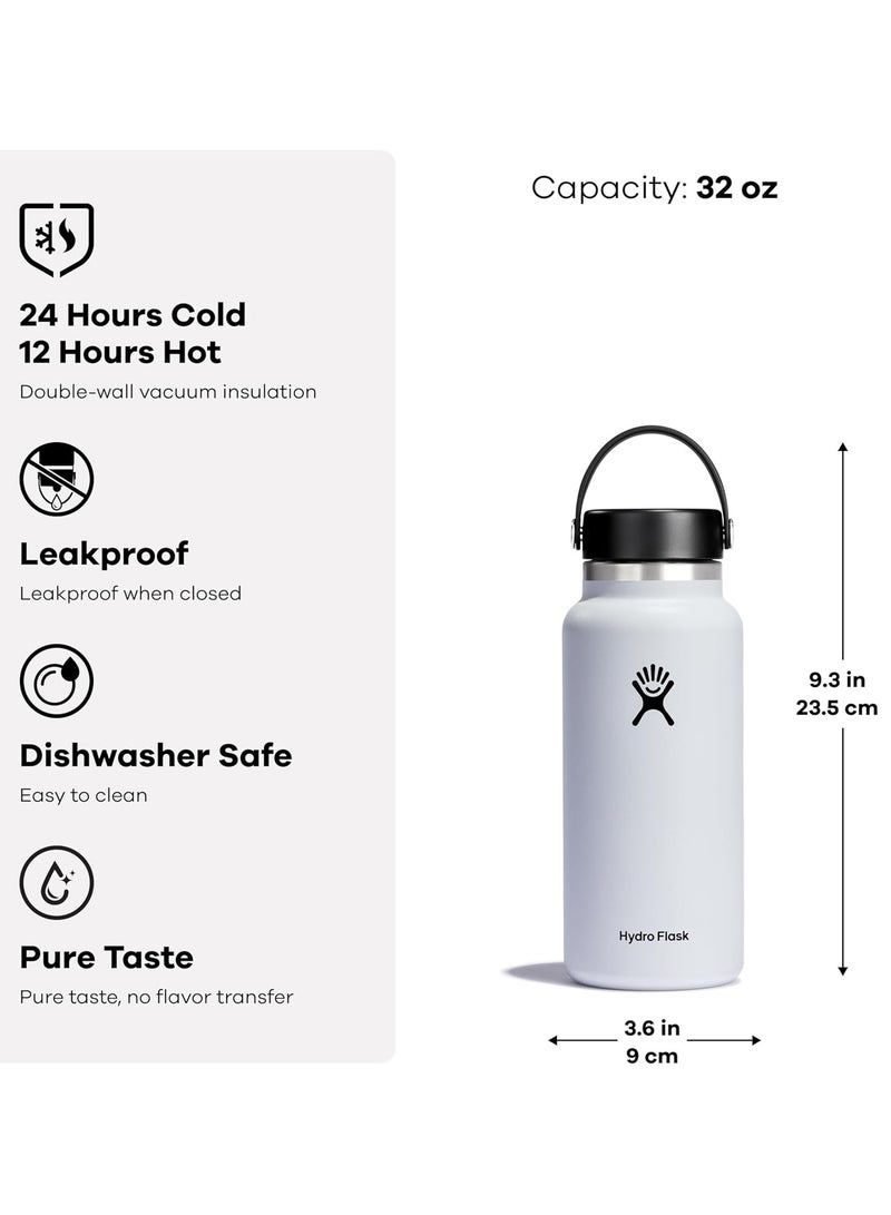 Hydro Flask 946ml/32oz Wide Mouth Vacuum Insulated Stainless Steel Water Bottle With Lid for Sports, Car, Travel, Gym, Outdoors, Cold Drinks, School, Office - Grey - Image 5