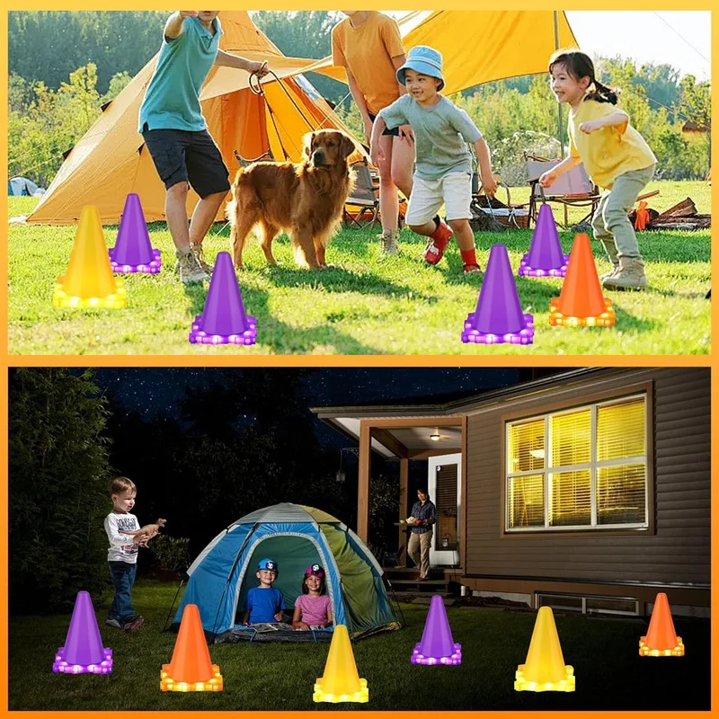 QUESERA SNAPTRON® 3-in-1 LED Ring Toss Game Set – Ultimate Carnival-Style Tossing Game for Kids & Adults – Includes 6 Cones, 12 Rings, Bean Bags & Balls – Indoor/Outdoor Fun for Parties & Camping