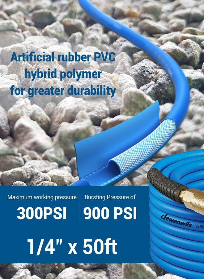 ديوينويلز خرطوم هواء هجين من DEWENWILS، مقاس 1/4 بوصة × 50 قدمًا، 300 رطل لكل بوصة مربعة، خرطوم ضاغط هواء شديد التحمل مع وصلات توصيل سريعة صناعية مقاس 1/4 بوصة، خرطوم هواء مرن ومقاوم للانحناء (أزرق) - Image 4