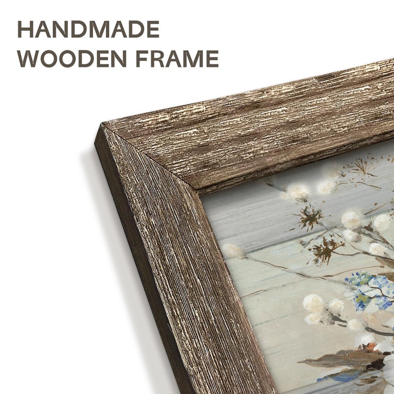 Dream Land Flowers Bouquet Wooden Framed Artwork: Vintage Botanical Floral in Vase Wall Art Print Painting Rustic Abstract Nature Plant Picture for Living Room Kitchen Bathroom Bedroom Farmhouse - Image 3