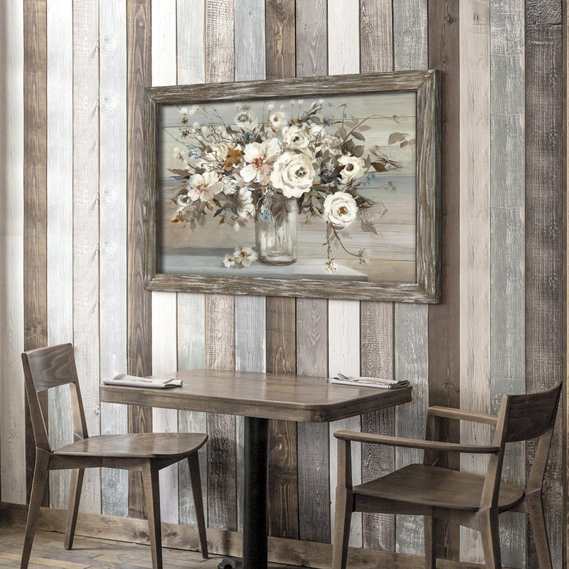 Dream Land Flowers Bouquet Wooden Framed Artwork: Vintage Botanical Floral in Vase Wall Art Print Painting Rustic Abstract Nature Plant Picture for Living Room Kitchen Bathroom Bedroom Farmhouse - Image 5