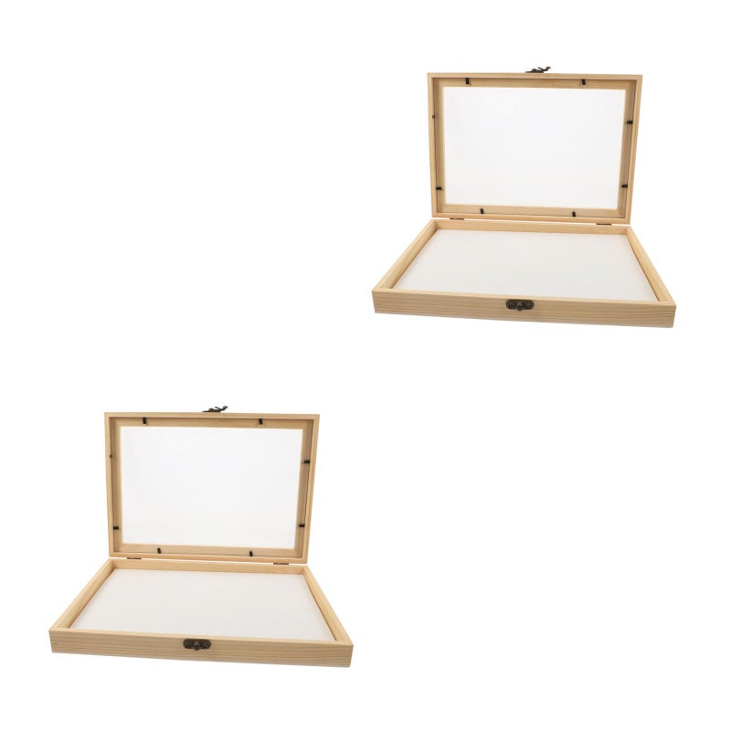 2pcs Box Unfinished Box with and EVA Board Specimen Display Case Frame Insect Showcase Jewelry Storage Tray Pine Wood Keepsake Box Home Decor - Image 1