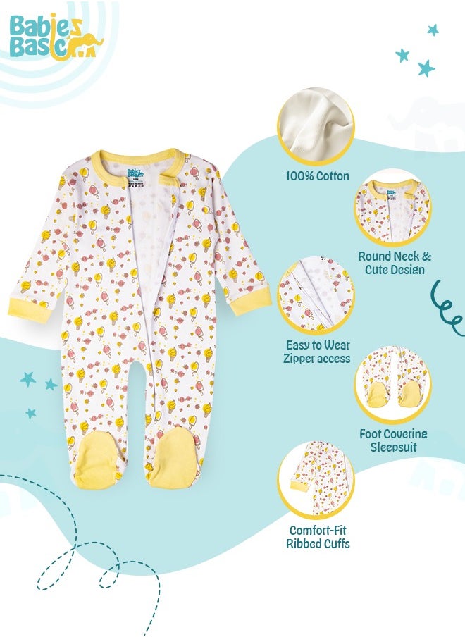 Babies Basic 100% Cotton Printed Long Sleeves Jumpsuit/Romper/Sleepsuit For Babies  - Image 5