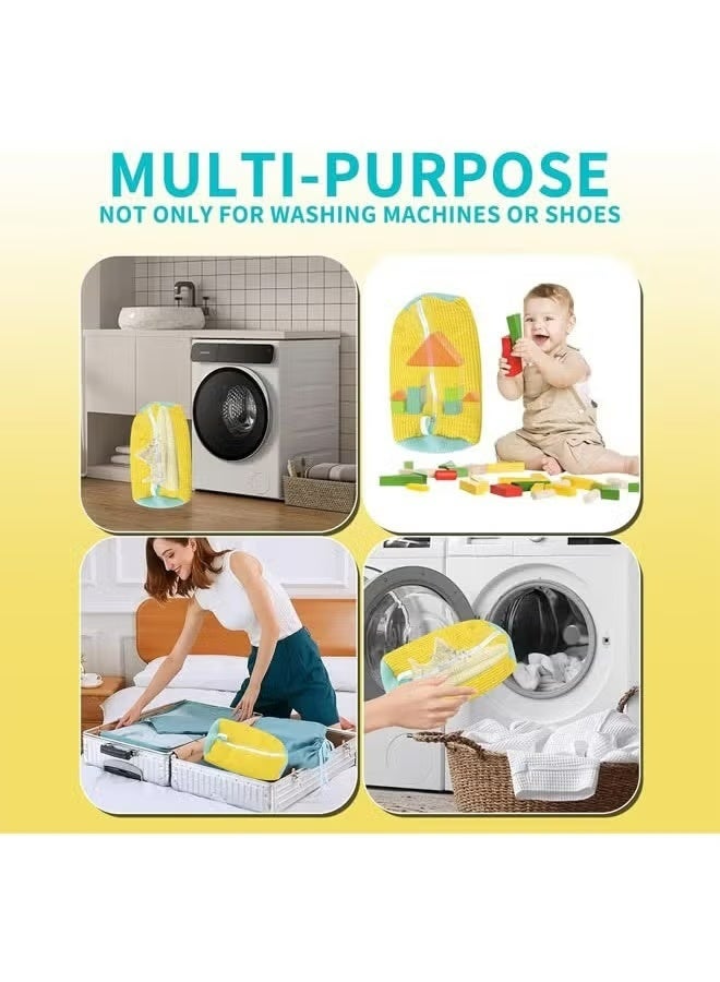 1 PCS Shoe Cleaning Bag, Shoe Bag for Washing Machine, Shoe Washing Machine Bag, Adjustable Shoes Laundry Bag, Sneaker Washing Bag for 360° Cleaning White Shoes, Yellow - Image 4