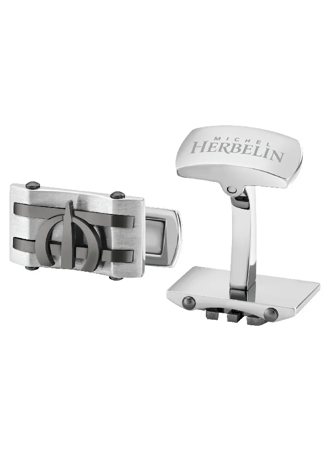 MICHEL HERBELIN Grey Plating And Stainless Steel Cufflink