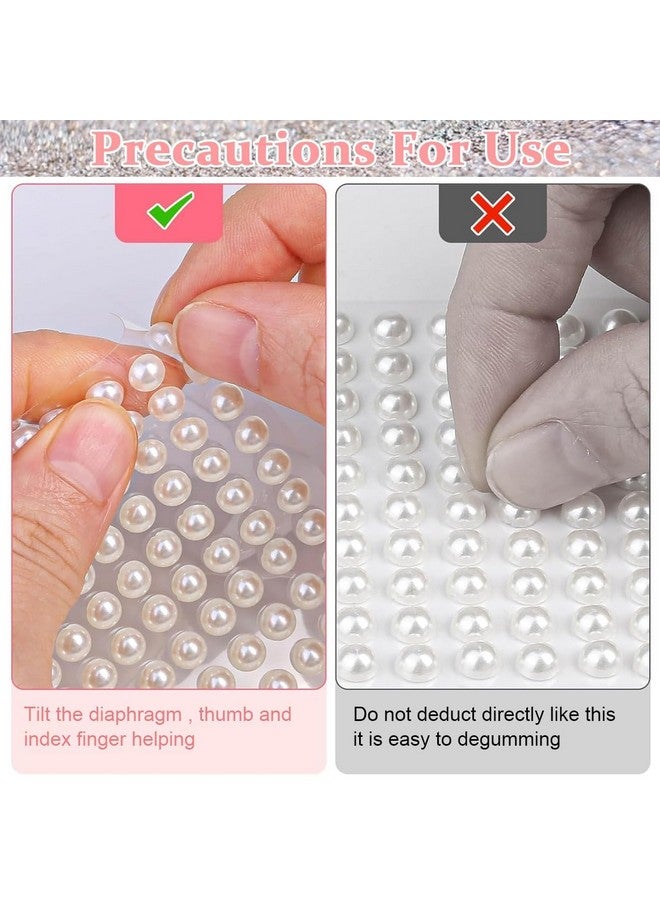 E - Buddies Crystal Stone Finish Pearl Bead Sticker Sheet (White) - Set of 3 Sheets, self Adhesive 5MM Diameter - Image 2