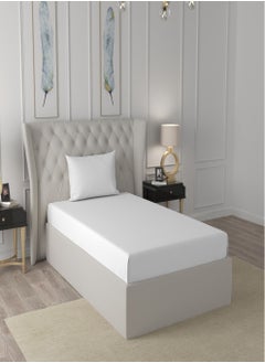 Raymond Raymond Home Single Sheet 144 Thread Count Luxirious Mercerised 100% Cotton Bedding Solid Pre Shrunk Percale Finish Bed Linen 2 Bedsheet and 2 Pillow Case - White (152 * 229 CM)  - Image 1
