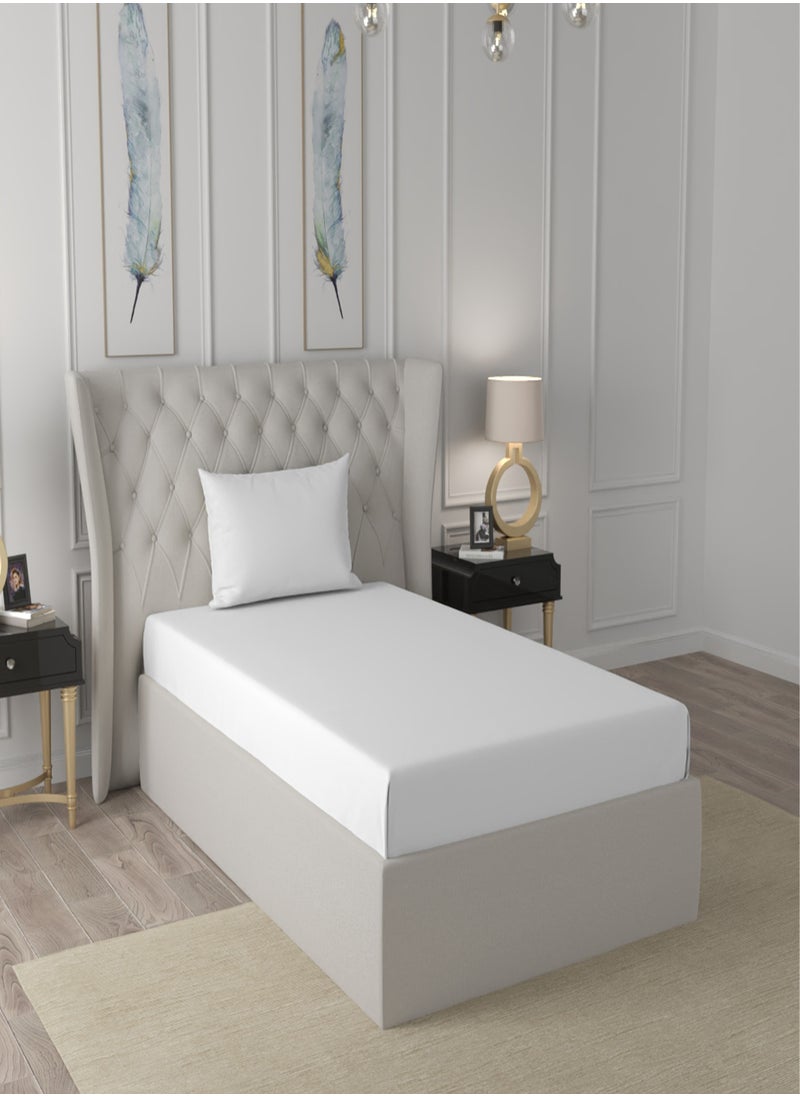 Raymond - Raymond Home Single Sheet 144 Thread Count Luxirious Mercerised 100% Cotton Bedding Solid Pre Shrunk Percale Finish Bed Linen 2 Bedsheet and 2 Pillow Case - White (152 * 229 CM) - Image 1
