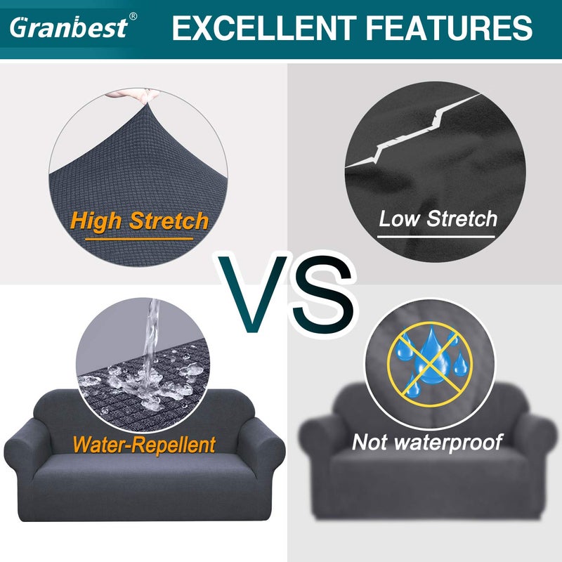 Granbest Premium Waterproof Sofa Cover High Stretch Couch Slipcover Super Soft Fabric Couch Cover (Gray, Medium) - Image 4