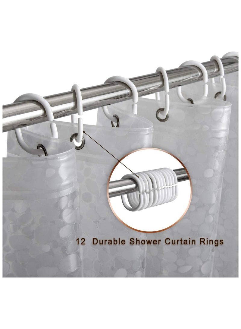 Shower Curtain Liner, Waterproof  8G EVA Thick Shower Curtain with Heavy Duty 3 Bottom Magnets, Shower Liner for Shower Stall, Bathtubs 3D Pebble Pattern, 72 x 72 with 12 Hooks, Pebble Hem - Image 4