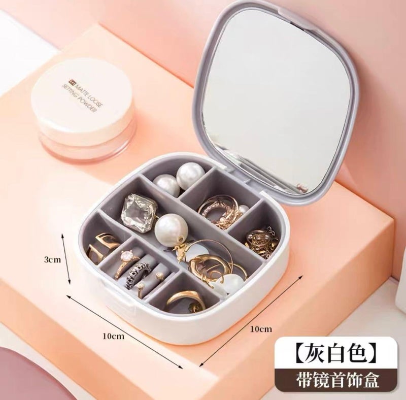 Travel Jewelry Box - Portable Storage Case with Mirror for Earrings, L - Image 4