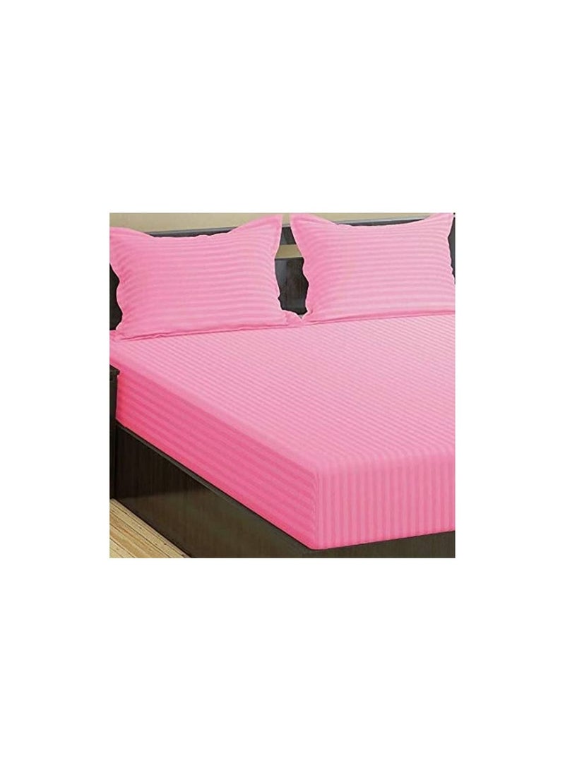 Stripe King 4 Pcs Fitted Sheet Set - Lightweight and Soft 90 GSM Includes One Fitted Sheet One Bed Sheet and Two Pillow Cases