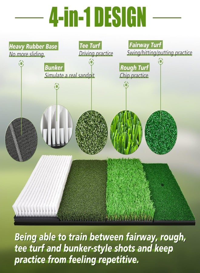 CasCartCade (Enlarged 30"×15", 9.26LBS Heavy Duty) Golf Hitting Mats with Bunker, 4-in-1 Golf Practice Mat System Include Bunker, Tee Turf, Fairway and Rough Replaceable Mat, with Non-Slip Base for Indoor Outdoor - Image 3