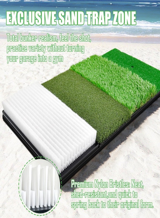 CasCartCade (Enlarged 30"×15", 9.26LBS Heavy Duty) Golf Hitting Mats with Bunker, 4-in-1 Golf Practice Mat System Include Bunker, Tee Turf, Fairway and Rough Replaceable Mat, with Non-Slip Base for Indoor Outdoor - Image 5