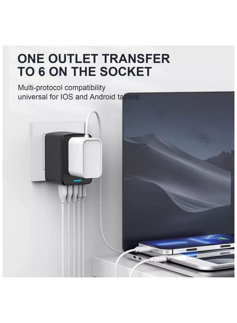 محول سفر مع شحن سريع، محول سفر عالمي الكل في واحد مع محولات طاقة، محول قابس مخرج تيار متردد لشاحن الحائط للولايات المتحدة الأمريكية والاتحاد الأوروبي والمملكة المتحدة وأستراليا - Image 3