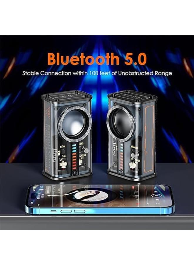 Excefore Portable Bluetooth Speaker With Lights Transparent Wireless Mini Bluetooth Speaker With Tws Hd Sound Bass And Colorful Lights For Office Home Shower Room Bike Car Black - Image 3