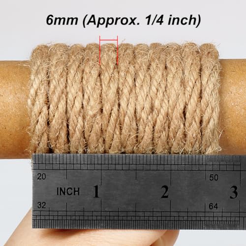 Tenn Well 6mm Jute Rope, 33 Feet Natural Craft Rope Thick Twine for Gardening, Bundling, Decorating, DIY Crafts (Brown) - Image 2