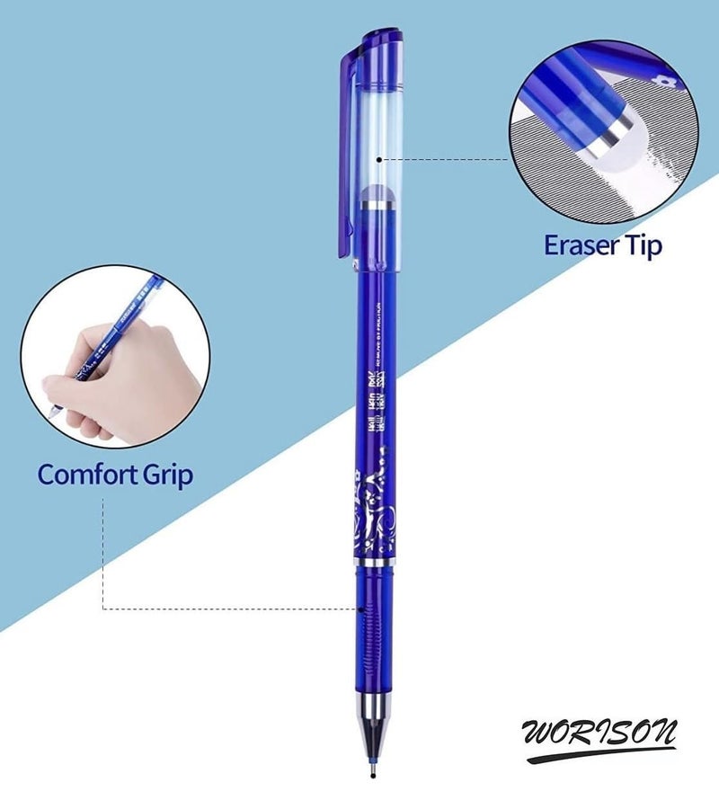 worison 3 Pc 0.35MM Erasable Gel Pens Blue Ink Rollerball Pens Rub-Out Friction Pens - Image 5