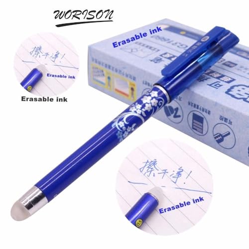 worison 3 Pc 0.35MM Erasable Gel Pens Blue Ink Rollerball Pens Rub-Out Friction Pens - Image 4