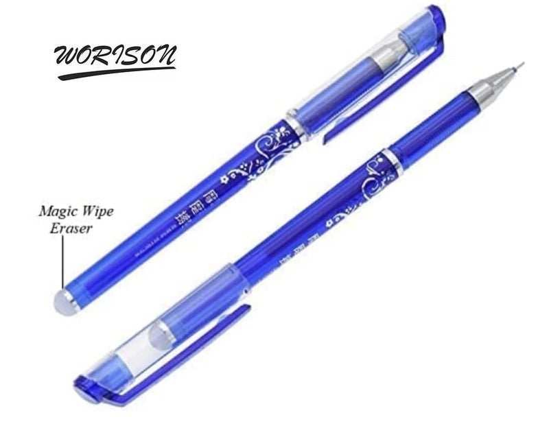 worison 3 Pc 0.35MM Erasable Gel Pens Blue Ink Rollerball Pens Rub-Out Friction Pens - Image 3