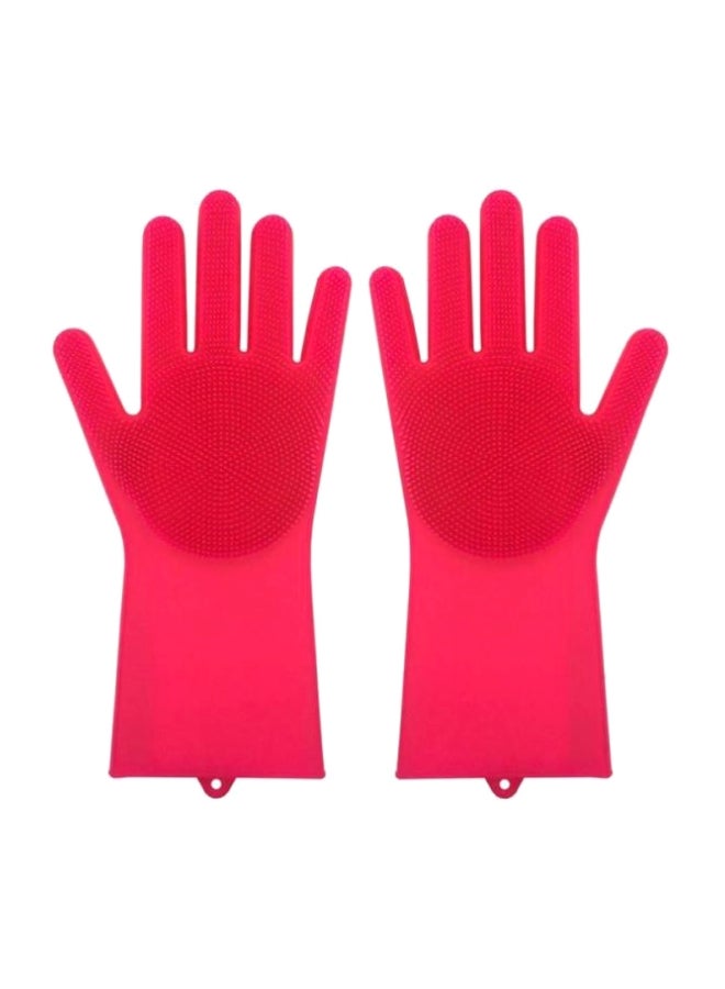 Loquat 2-Piece Reusable Silicone Cleaning Gloves Pink - Image 1