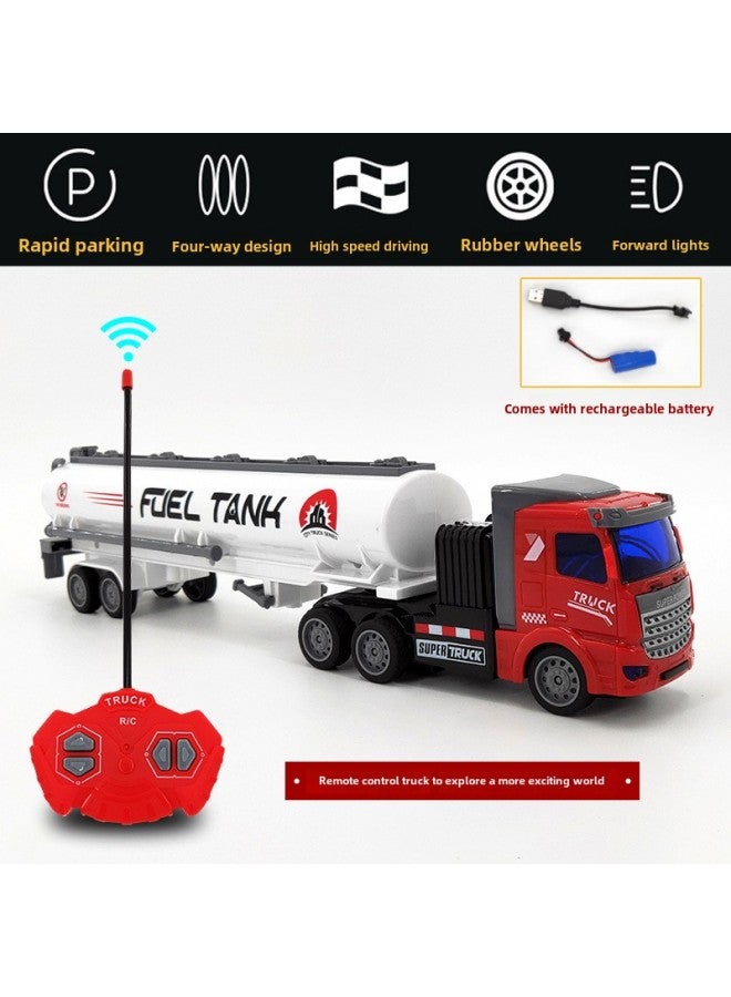 Rc Car Toy - 118 Scale High-speed Off-road Vehicle Light Sound Effects 2.4ghz Radio Control 4wd Drive Durable Plastic Body-Color:Red Oil Tanker (short Car)-Proportion:Color Boxed  - Image 1