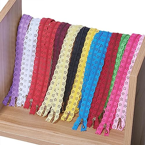 BENECREAT 46PCS Nylon Coil Zipper Lace - 16 Inch (40cm) Flower Zippers for Sewing, Bags, Crafts (23 Assorted Colors) - Image 4