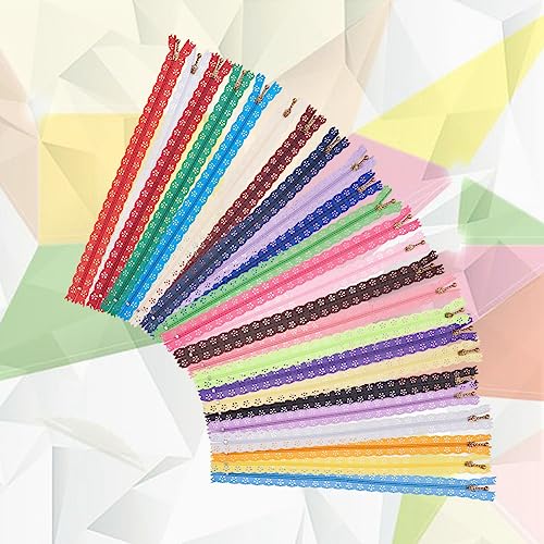 BENECREAT 46PCS Nylon Coil Zipper Lace - 16 Inch (40cm) Flower Zippers for Sewing, Bags, Crafts (23 Assorted Colors) - Image 3