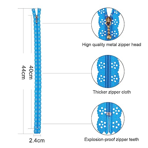 BENECREAT 46PCS Nylon Coil Zipper Lace - 16 Inch (40cm) Flower Zippers for Sewing, Bags, Crafts (23 Assorted Colors) - Image 2
