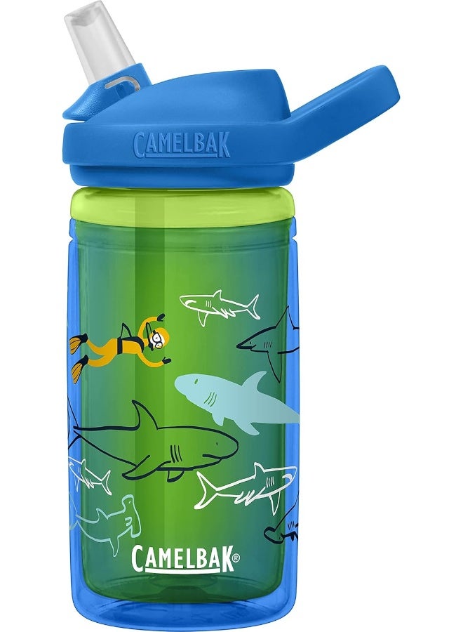 كاميلباك CamelBak Eddy+ Kids Insulated 14oz, Scuba Sharks – Spill-Proof Insulated Water Bottle for Children - Image 1