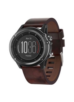 Replacement Strap For Garmin Fenix 3 HR 26mm Leather Steel Buckle Watch Band Brown