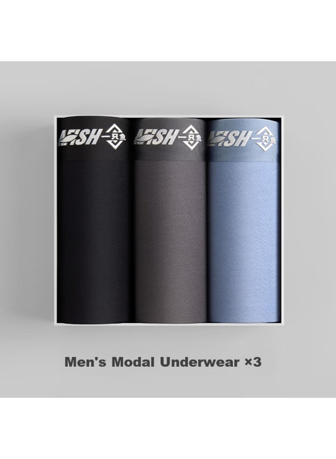 A FISH Men's Underwear With 7a Antibacterial Crotch, 50s Modal Seamless Antibacterial Boxer Briefs In Solid Color With Breathable And Quick-drying Properties - Image 4