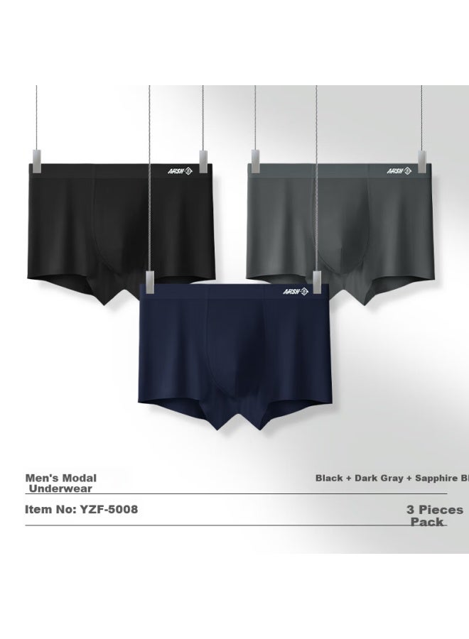 A FISH Men's Underwear With 7a Antibacterial Crotch, 50s Modal Seamless Antibacterial Boxer Briefs In Solid Color With Breathable And Quick-drying Properties - Image 1