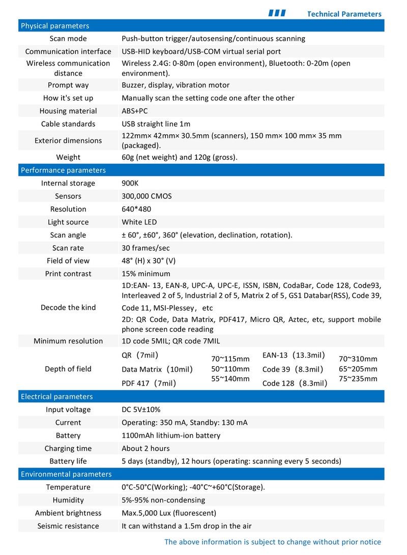 Mini Barcode Scanner USB Wired/Bluetooth/ 2.4G Wireless 1D 2D Scanner QR PDF417 EAN13 Data Matrix Bar code Reader - Image 2